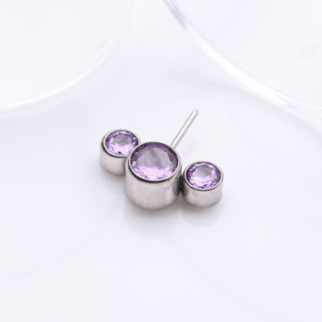 Detail View 1 of Implant Grade Titanium OneFit Threadless Triple Bubble Sparkle Front Facing Top Part-Purple